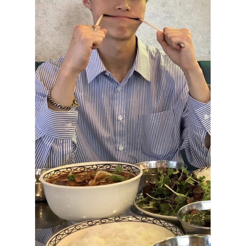 Art Blue Striped Button Cotton Mens Shirts Spring