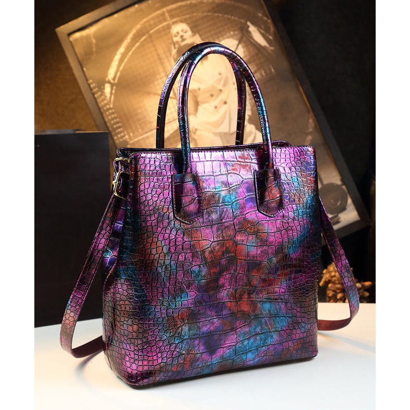 Simple Purple Large Capacity Faux Leather Women Handbags