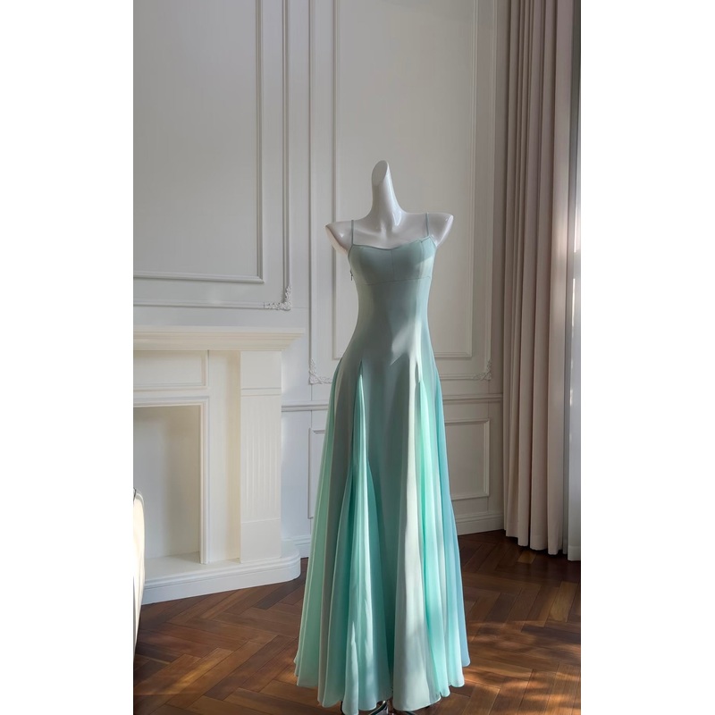 Spaghetti Straps A Line Chiffon Long Prom Dress J7985