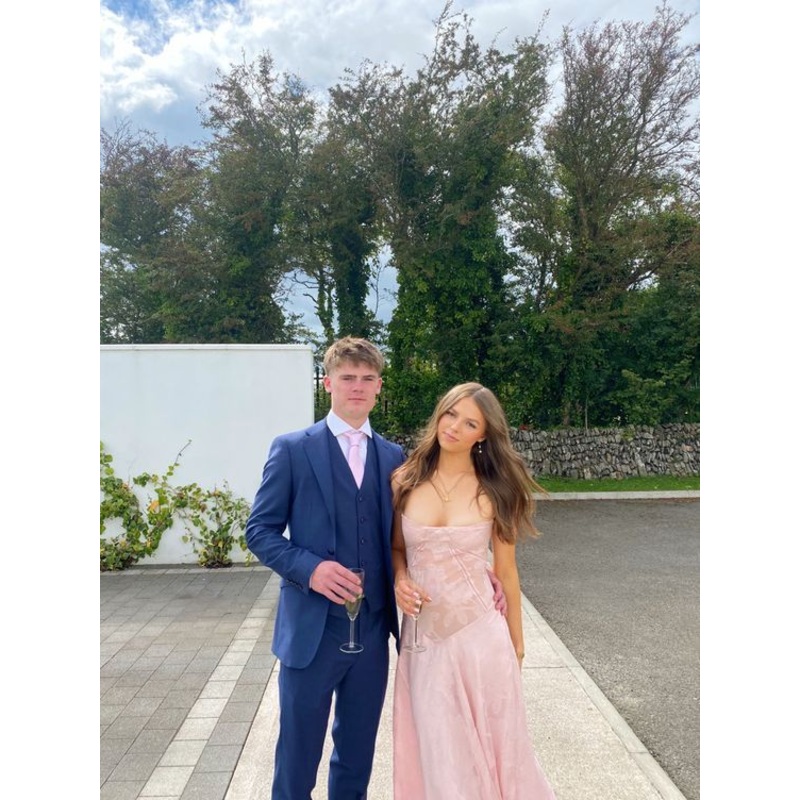 A line Long Pink Lace Prom Dress Party Dresses J3745