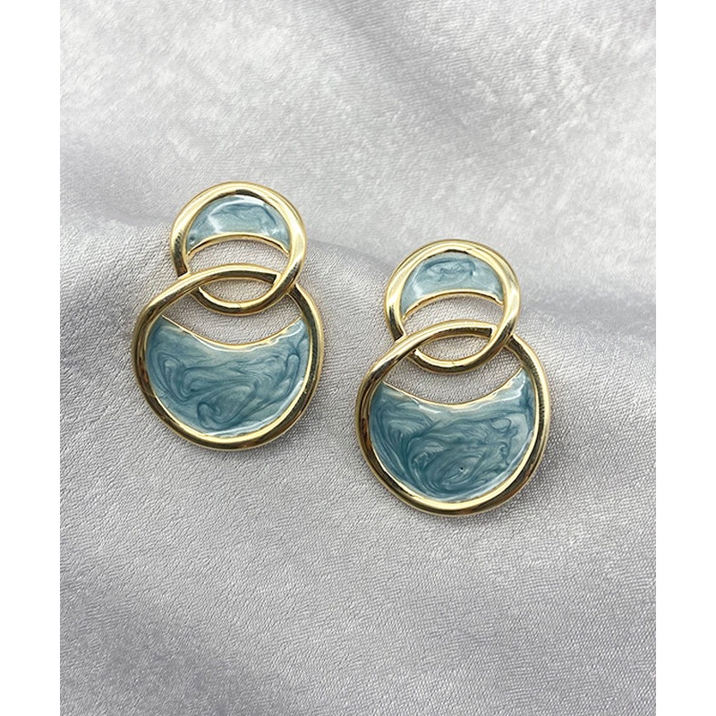 Chic Blue Copper Overgild Hoop Earrings