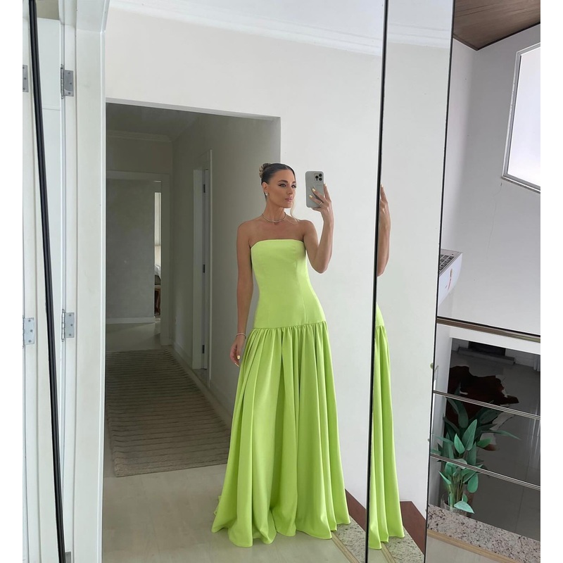 Strapless Green A Line Wedding Guest Dress Formal Party Gown J6190
