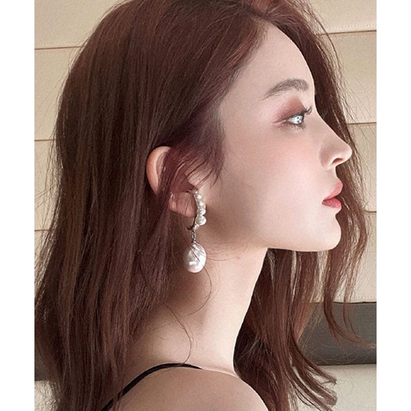 Classy White Copper Overgild Pearl Drop Earrings