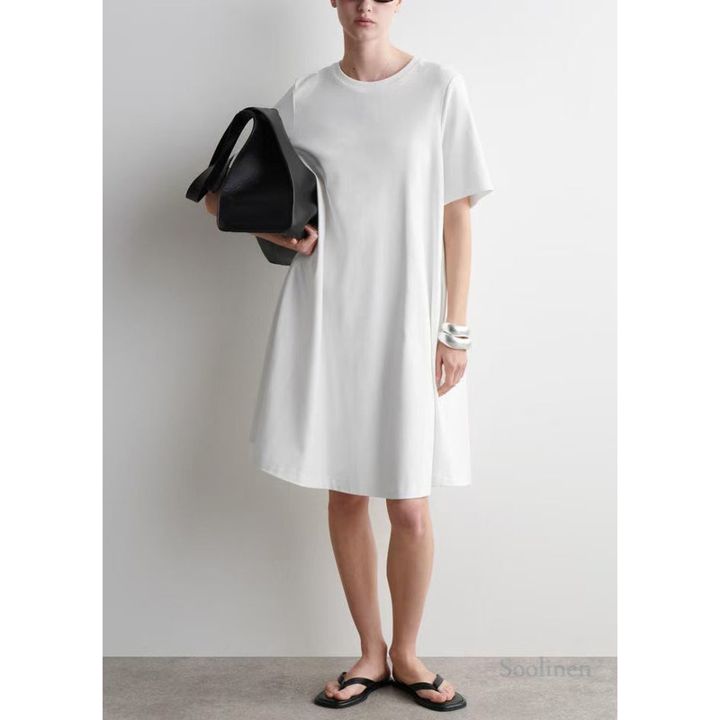 Simple White Oversized Cotton Day Dresses Summer