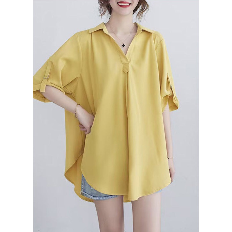 Women Yellow Oversized Cotton Shirt Summer