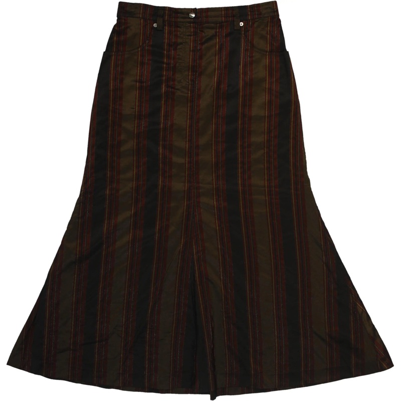 Y2K Striped Flared Midi Skirt