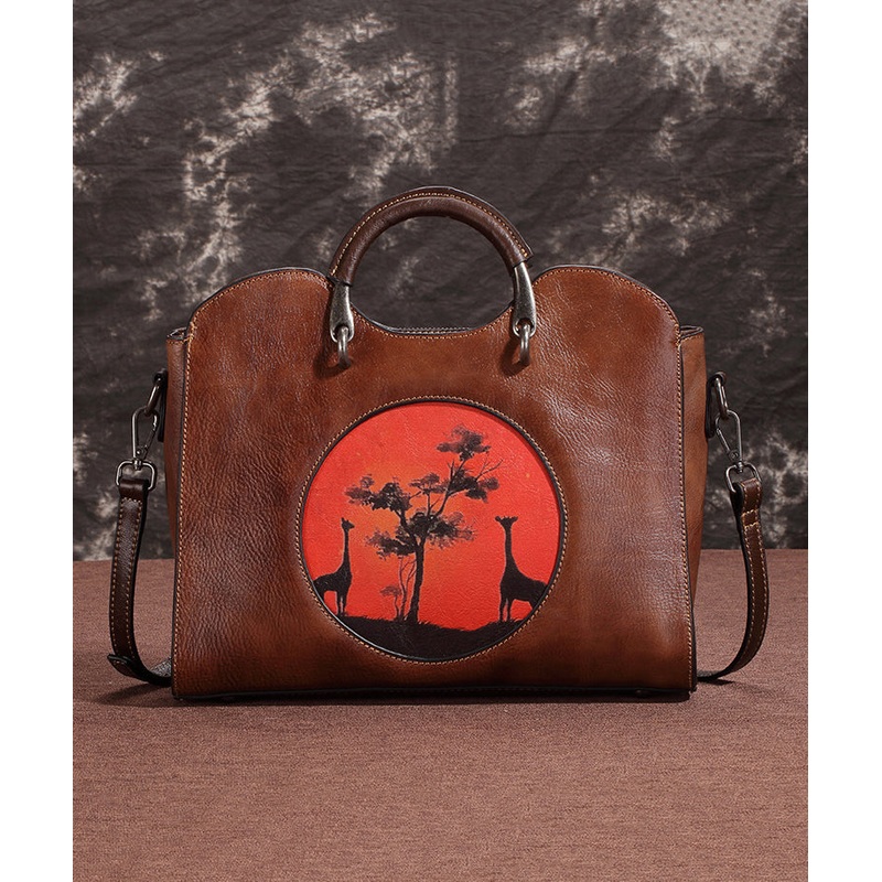 2025 New Retro Coffee Embossed  Faux Leather Tote CrossBody Handbag