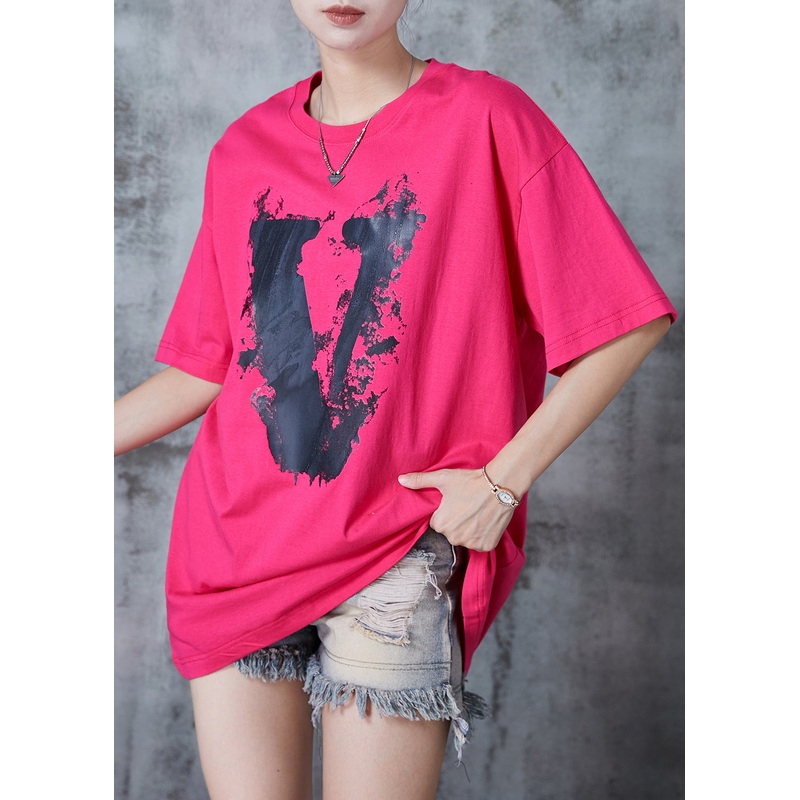 Beautiful Rose Oversized Print Cotton Tank Tops Summer