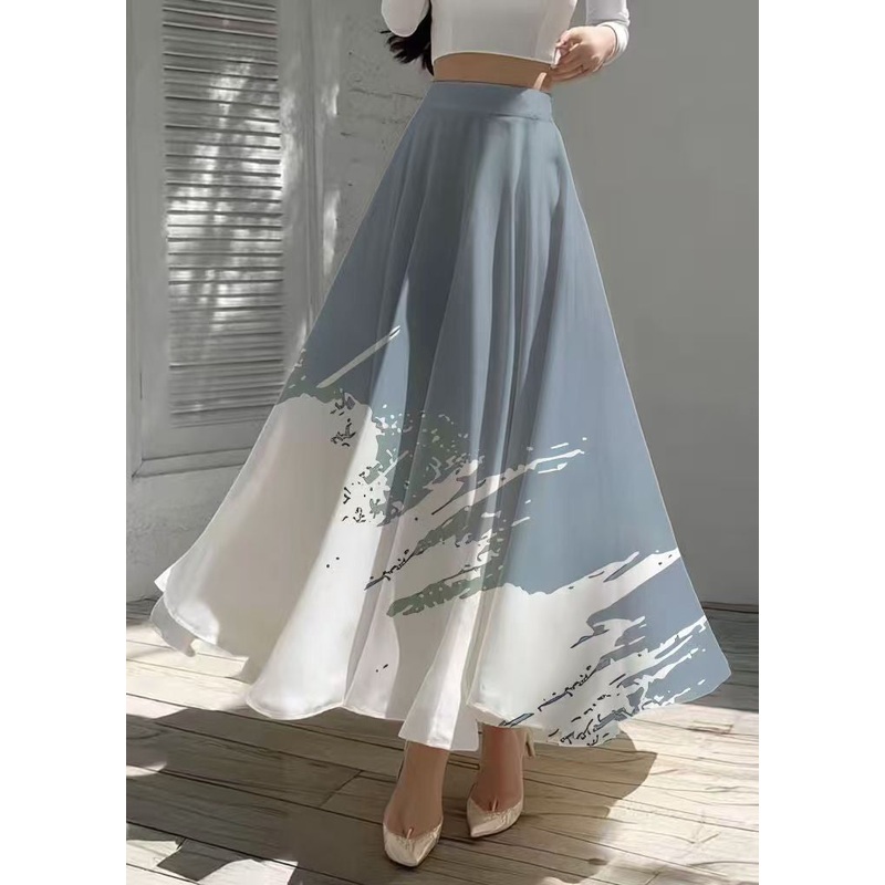 Casual Mixed Color Exra Large Hem Draping Chiffon Skirts Summer