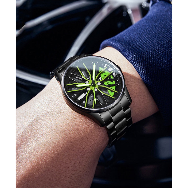 Fashion Green Stainless Steel Alloy Hollow Out Noctilucent Watches