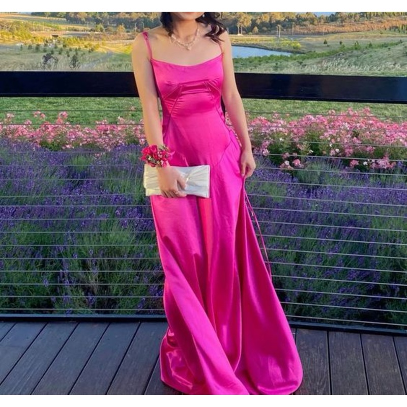Hot Pink A Line Long Prom Dress Satin Formal Party Dress J5521
