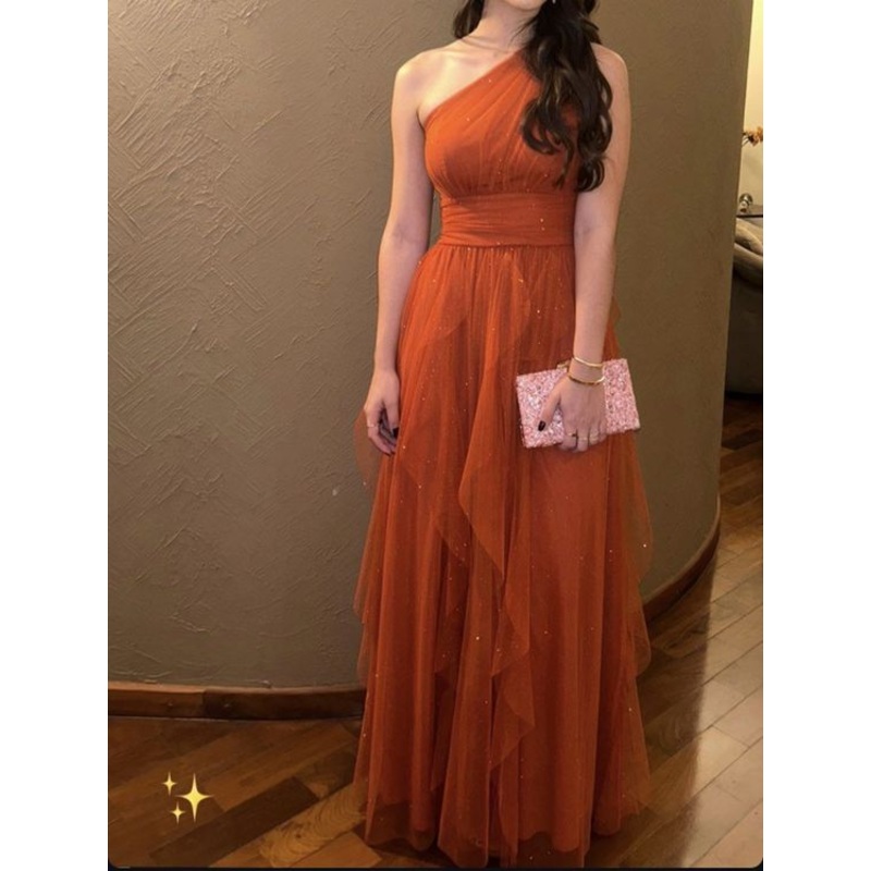 One Shoulder Sparkling Long Prom Dress Wedding Guest Dress J4315