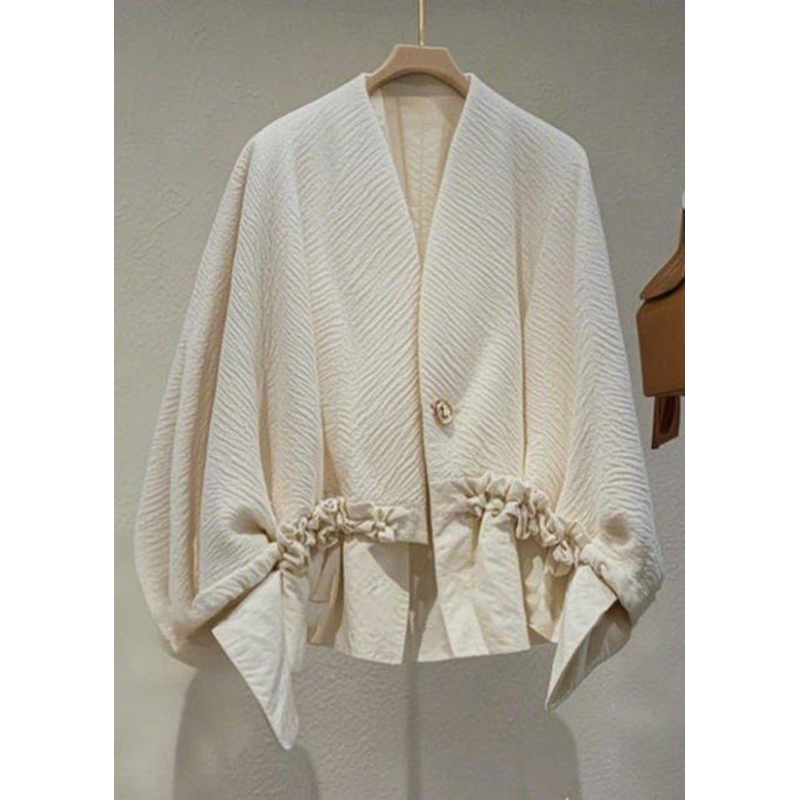 Original Ruffled Pockets Button Cotton Coat Fall