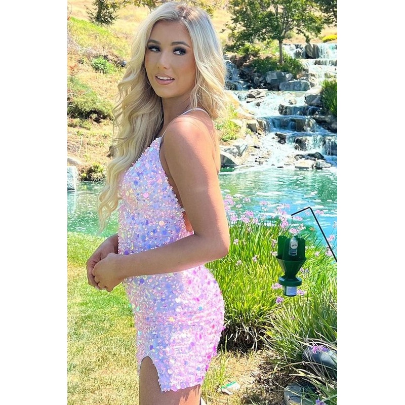 Spaghetti Straps Sequin Homecoming Dress J3740