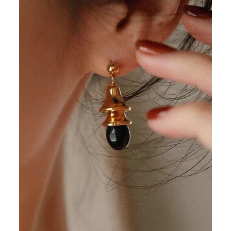 Stylish Gold Copper Overgild Agate Drop Earrings