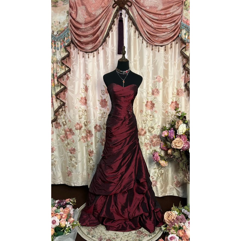 Sweetheart Burgundy Prom Dress Vintage Evening Party Dress J7732