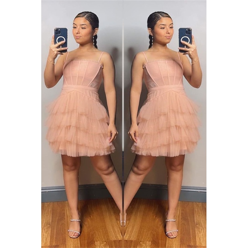 Tulle Ruffles Short A line Party Dress  Homecoming Dress J3743
