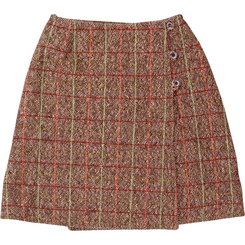 Vintage A-line Skirt with Checked Pattern