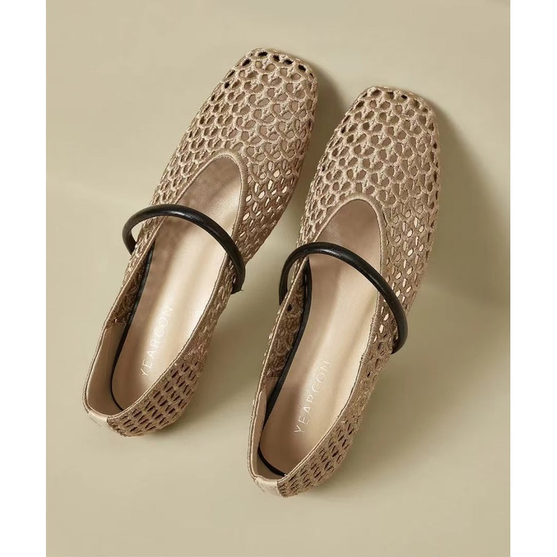 2025 New Gold Flat Bottomed Mesh Sandals