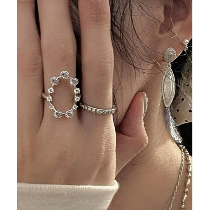 Boho Silk Stainless Steel Zircon Open Rings Three-Piece Set