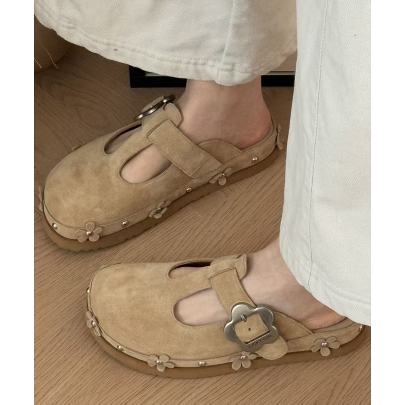 Casual Splicing Platform Khaki Faux Leather Slide Sandals