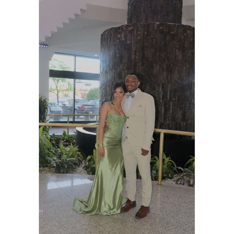 Green Mermaid Satin Long Prom Dress Lace Formal Party Dress J5193