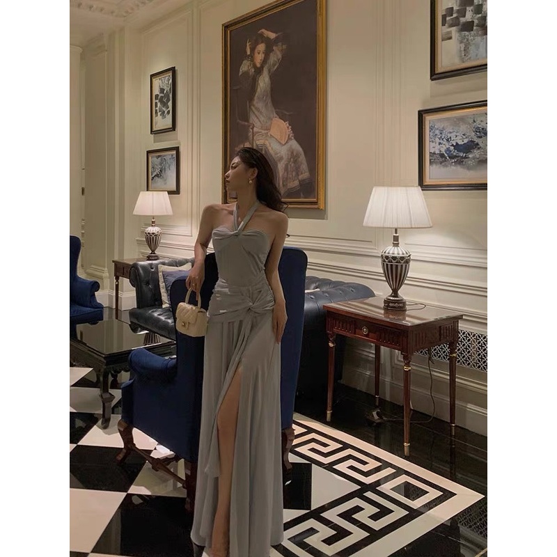 Halter A Line Long Prom Dress Evening Party Dress J3263