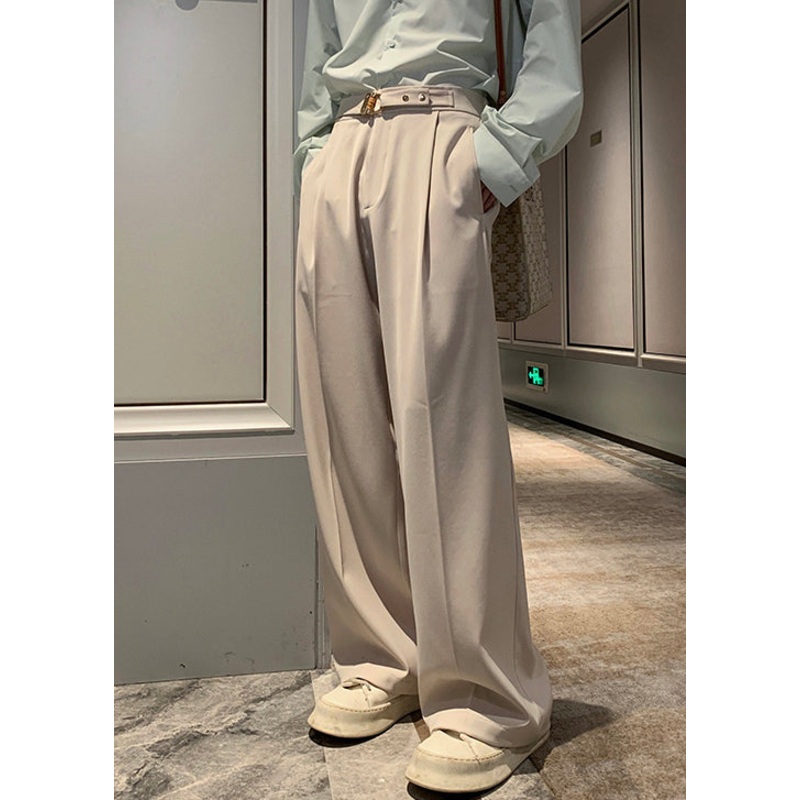 Stylish Apricot Pockets High Waist Spandex Mens Pants Fall