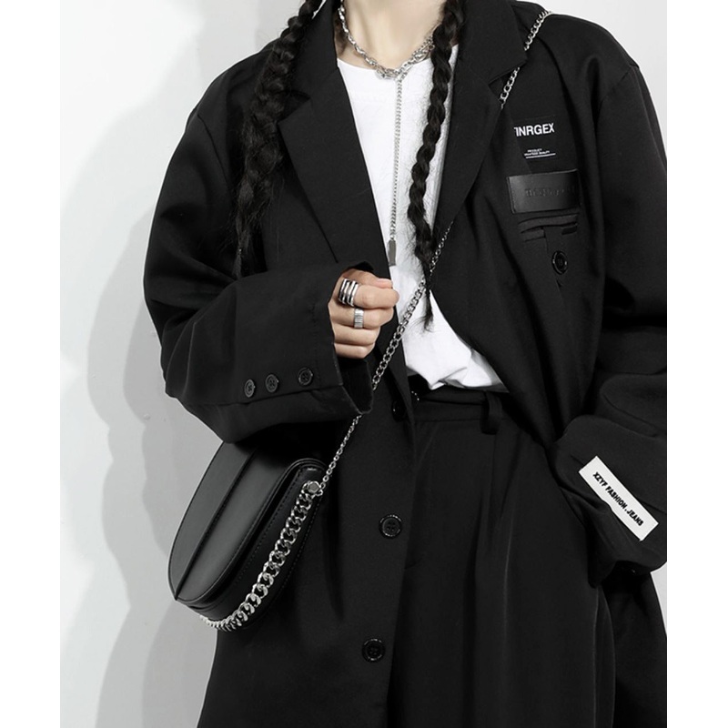 Stylish Black CrossBody Faux Leather Mini Chain Linked Bag