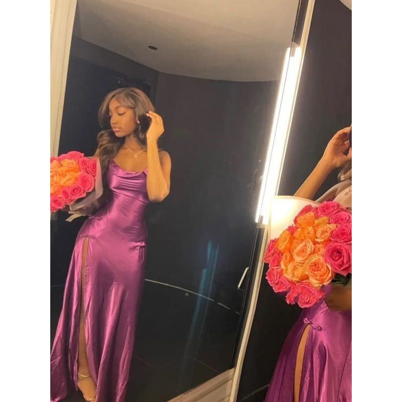 Elegant Slit Mermaid Birthday Party Dress Evening Dress J4535