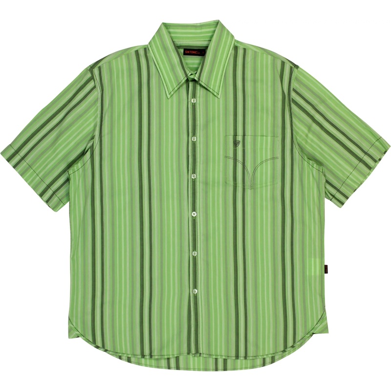 Green Striped Short Sleeve Shirt