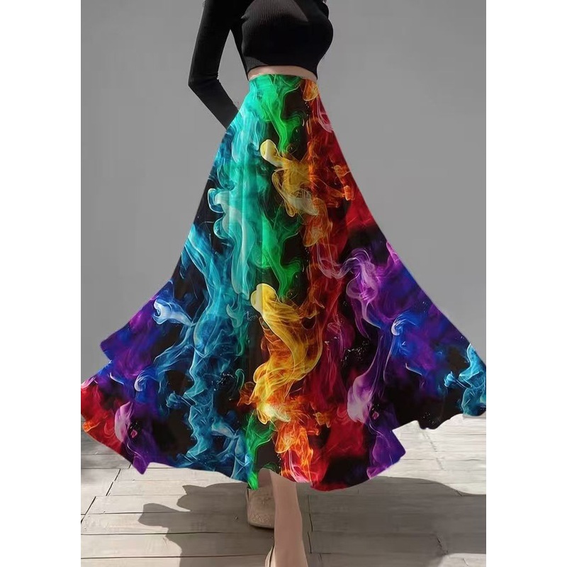 Original Design Burning Flames Print Chiffon Skirts Summer