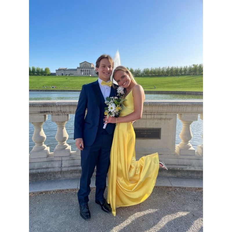 A line Spaghetti Straps Yellow Floor Length Prom Dress J3688