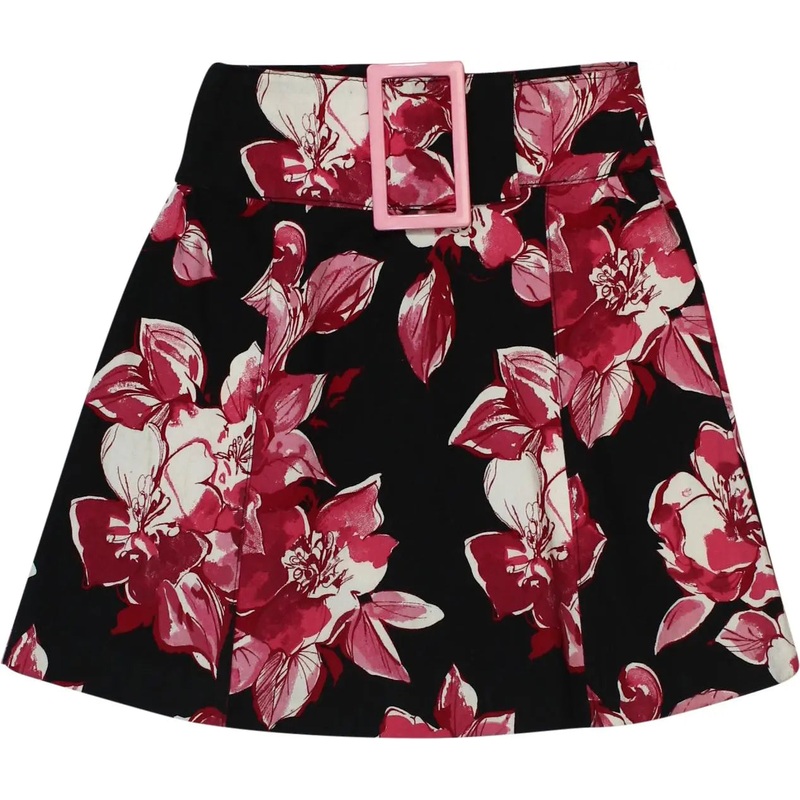 Belted Floral Skirt