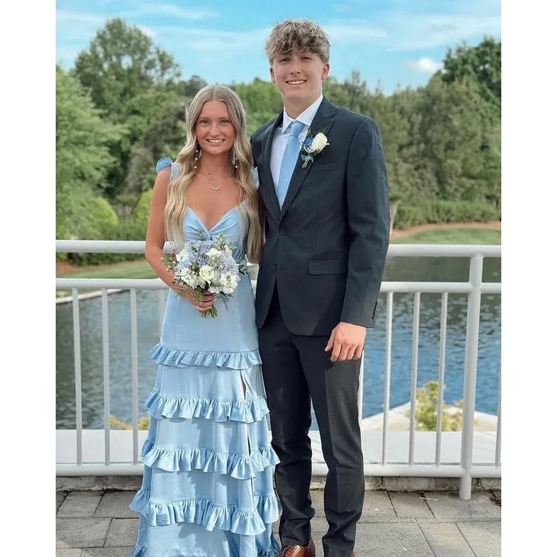 Blue A Line Long Party Prom Dresses Evening Gowns J5688