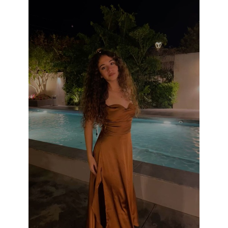 Brown Satin Long Prom Dress Formal Evening Dress J6031