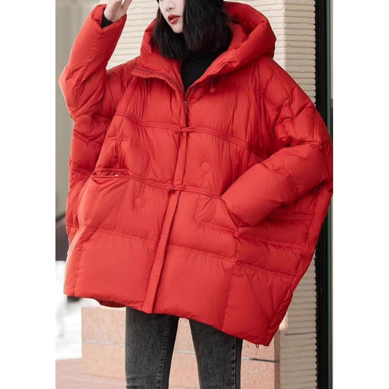 Fashion Red Oversized Duck Down Puffer Jacket Winter
