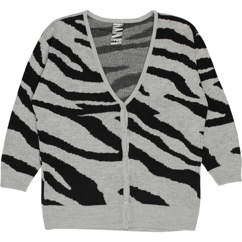 Knitted Cardigan with Zebra Stripes