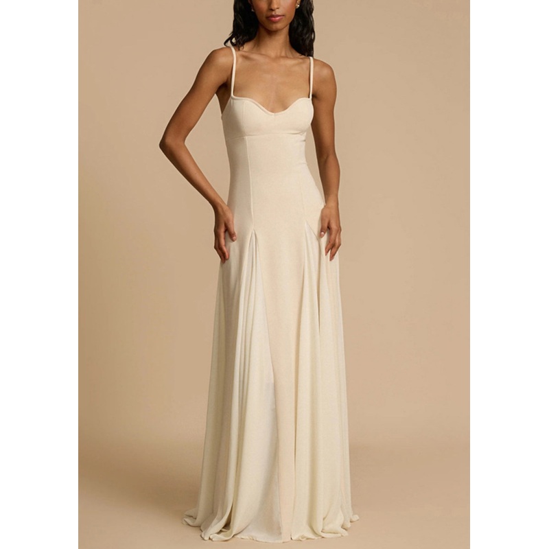 New White Zippered Cold Shoulder Cotton Spaghetti Strap Dress Sleeveless