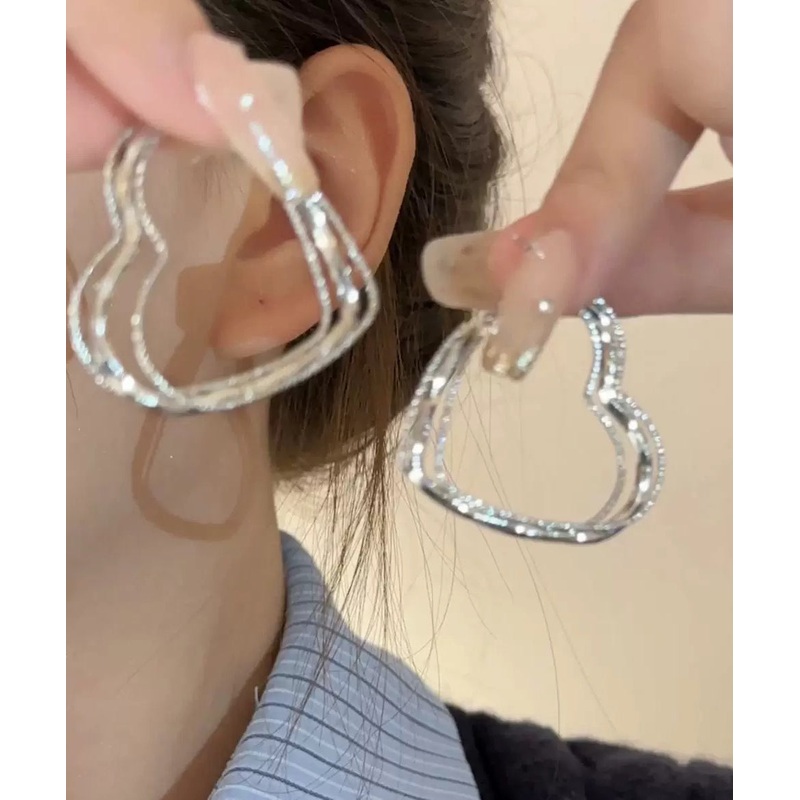 Oversize Silk Metal Love Hoop Earrings