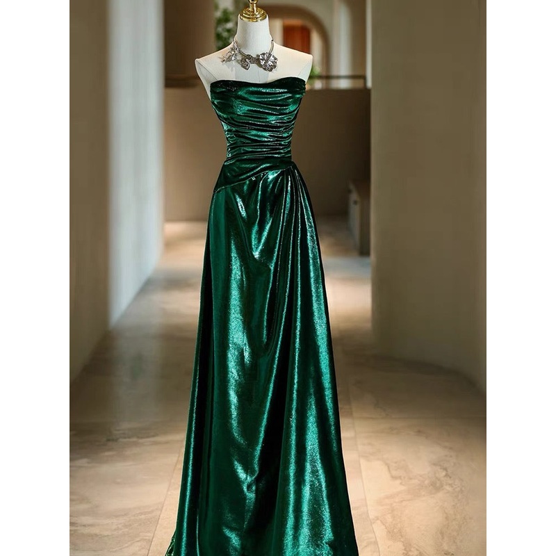 Strapless Dark Green A Line Long Prom Dress J3178