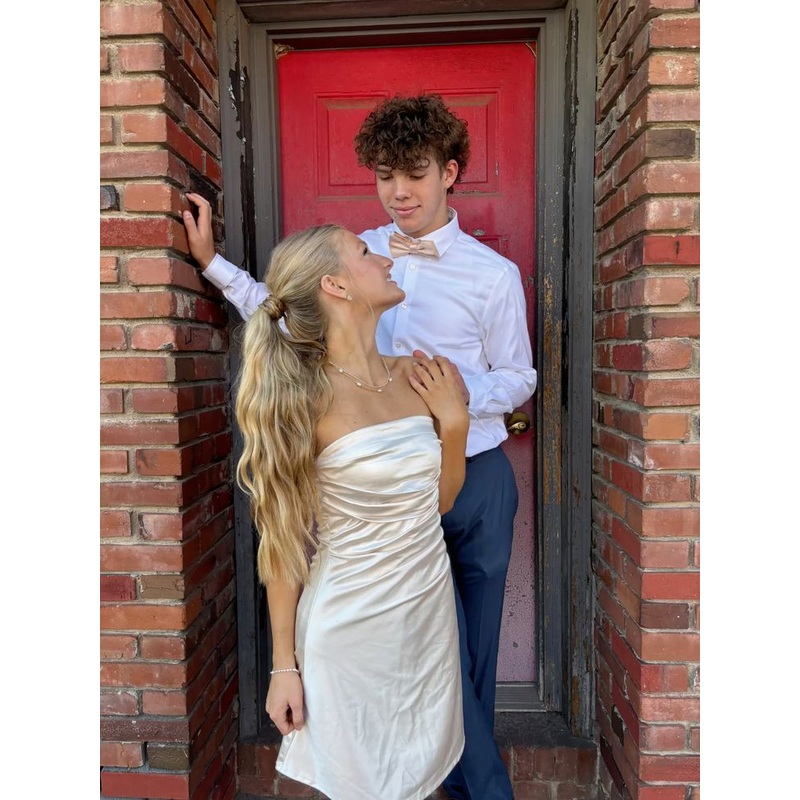 Strapless Ivory Satin Short Prom Dress Homecoming Dress J5487