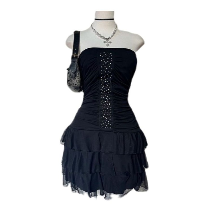 Strapless Tiered Short Prom Dress Outfit Dress J5994