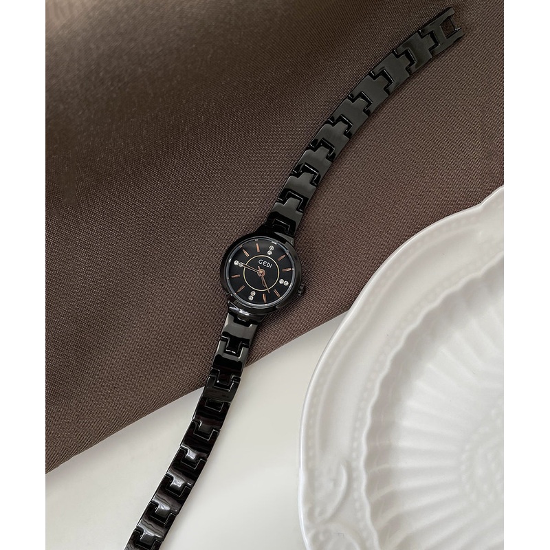 Boutique Black Alloy Hardlex Crystal Quartz Movement Watches