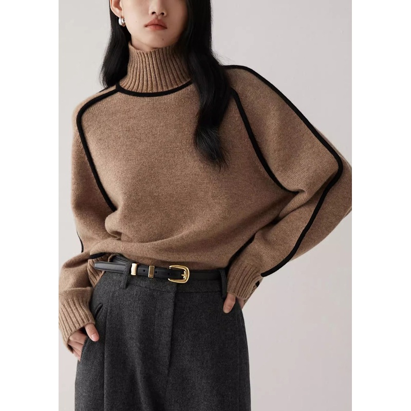 Coffee Original Design Knit Sweaters Turtleneck Spring