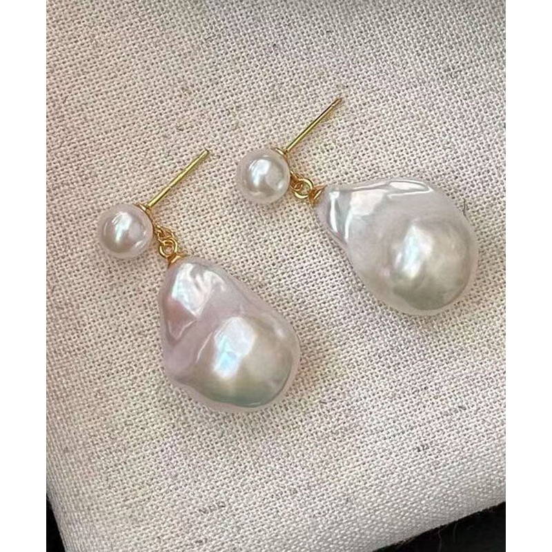 DIY White Alloy Water Drop Pearl Drop Earrings
