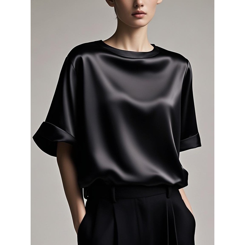 Fitted black Patchwork silk Tank Summer