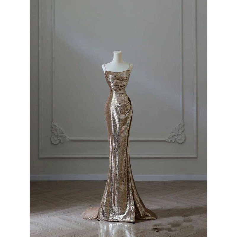 Mermaid Sequin Long Prom Dresses Formal Graduation Party Gown J5696