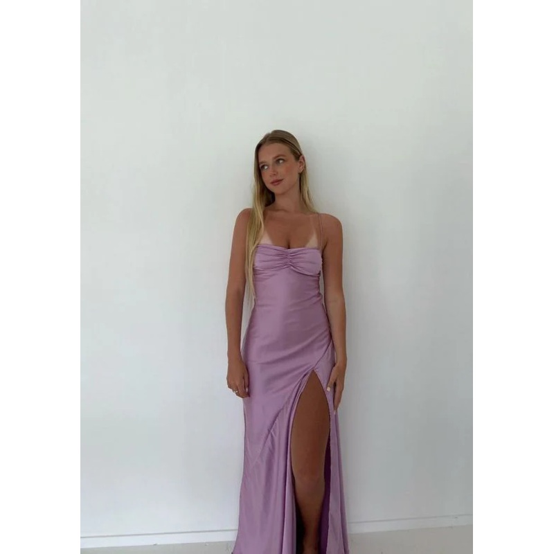 Purple Mermaid Long Party Dress Slit Prom Dress 2482