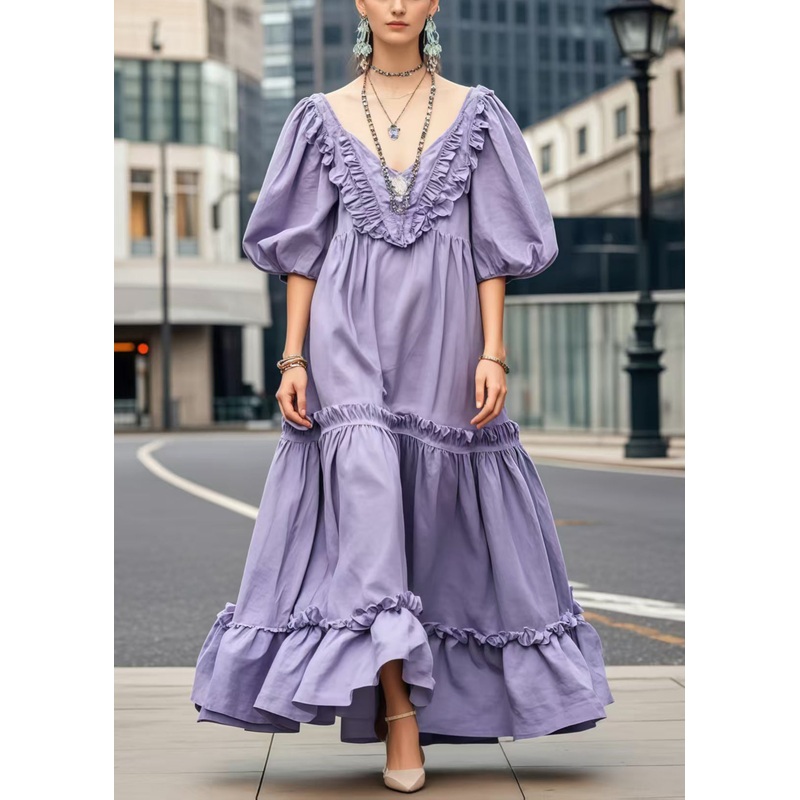 Unique Lavender Ruffled Exra Large Hem Vestidos Dresses Summer